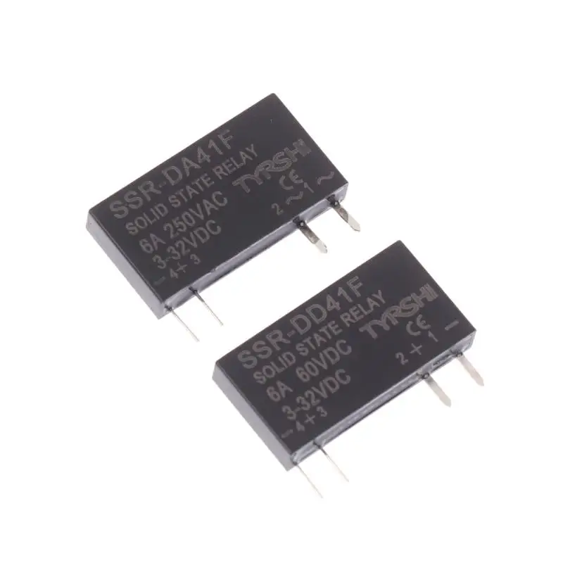 SSR-41FDD/41FDA مرحلات الحالة الصلبة تيار مستمر إلى تيار مستمر وحدة التتابع النحيفة 3-32VDC 6A مرحل صغير عدم الاتصال DIN السكك الحديدية التتابع التيار المتناوب تيار مستمر التحكم
