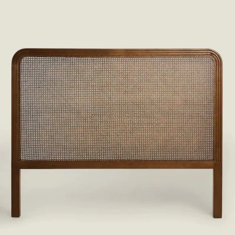 

Furnished Bedroom Solid, Grey Oak Rattan Headboard, King Bed Wall