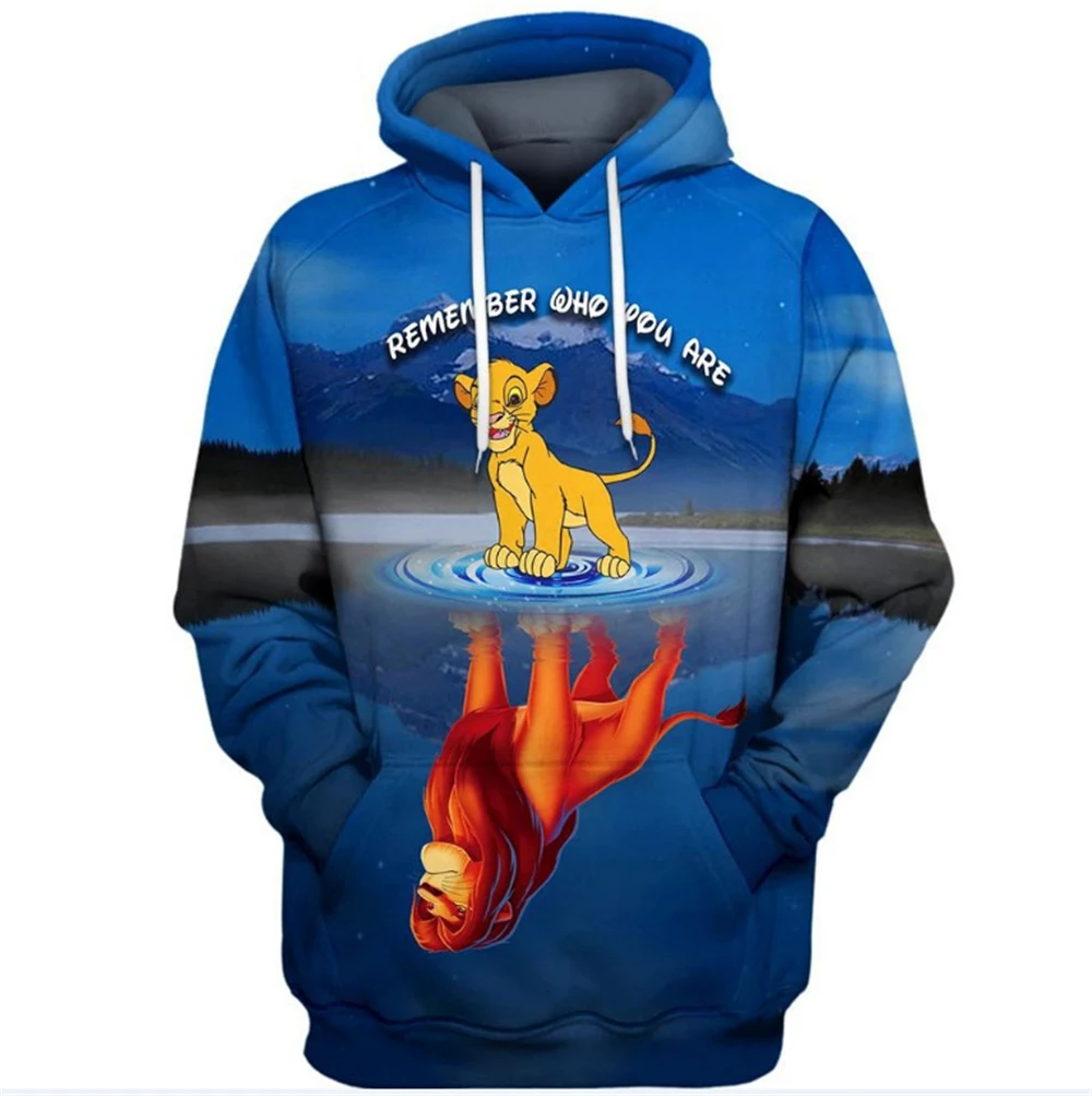 MINISO Anime The Lion King Simba 3d Printed Hoodies Kids Long Sleeve Hooded Sweatshirt Kids Adults Trendy Pullover Tops Clothing