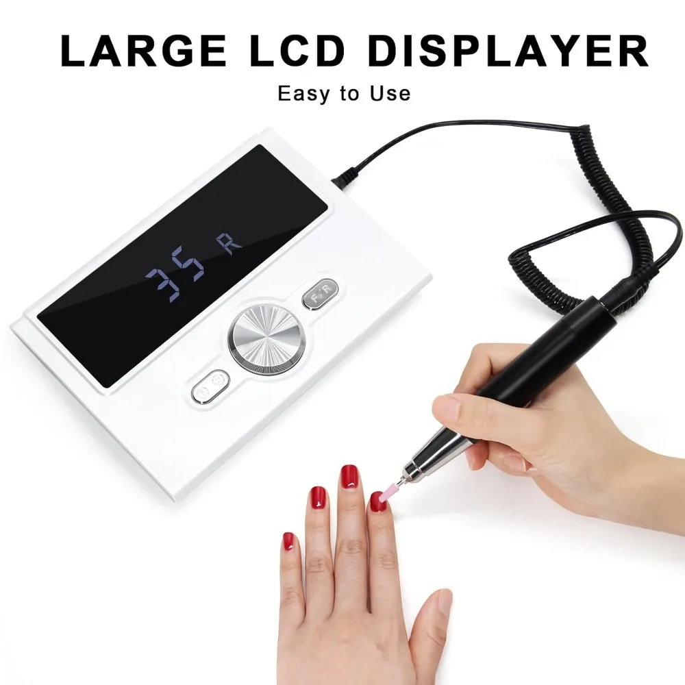 Elektrische nagelboor, groot scherm Elektrische nagelvijl voor acrylgelnagels, nagel E-bestand polijstgereedschap voor manicure gel Na