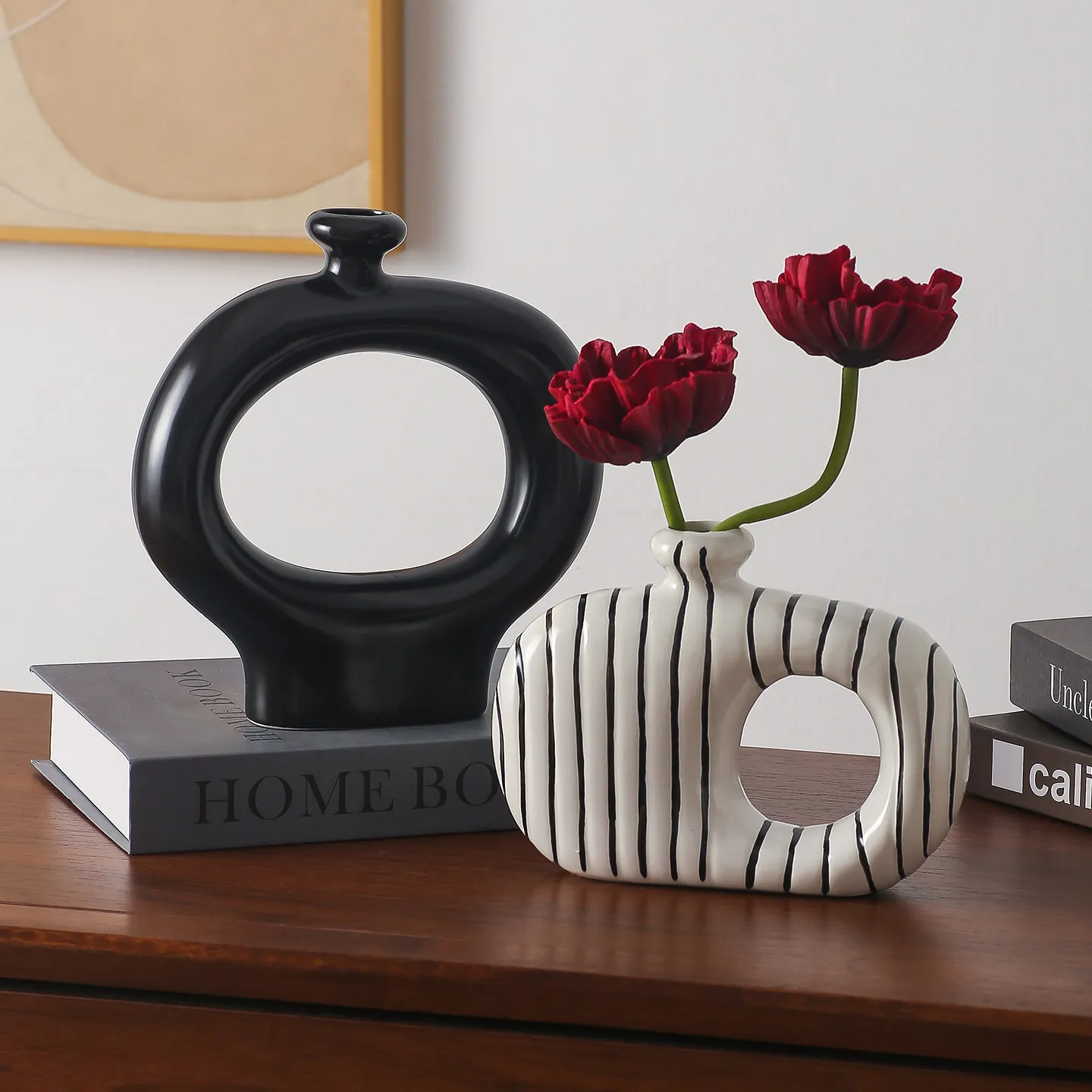 New Chinese Zen Ceramic Vase Floral Ornament Living Room Entry TV Cabinet Antique Shelf Luxury Home Tabletop Furnish Decor