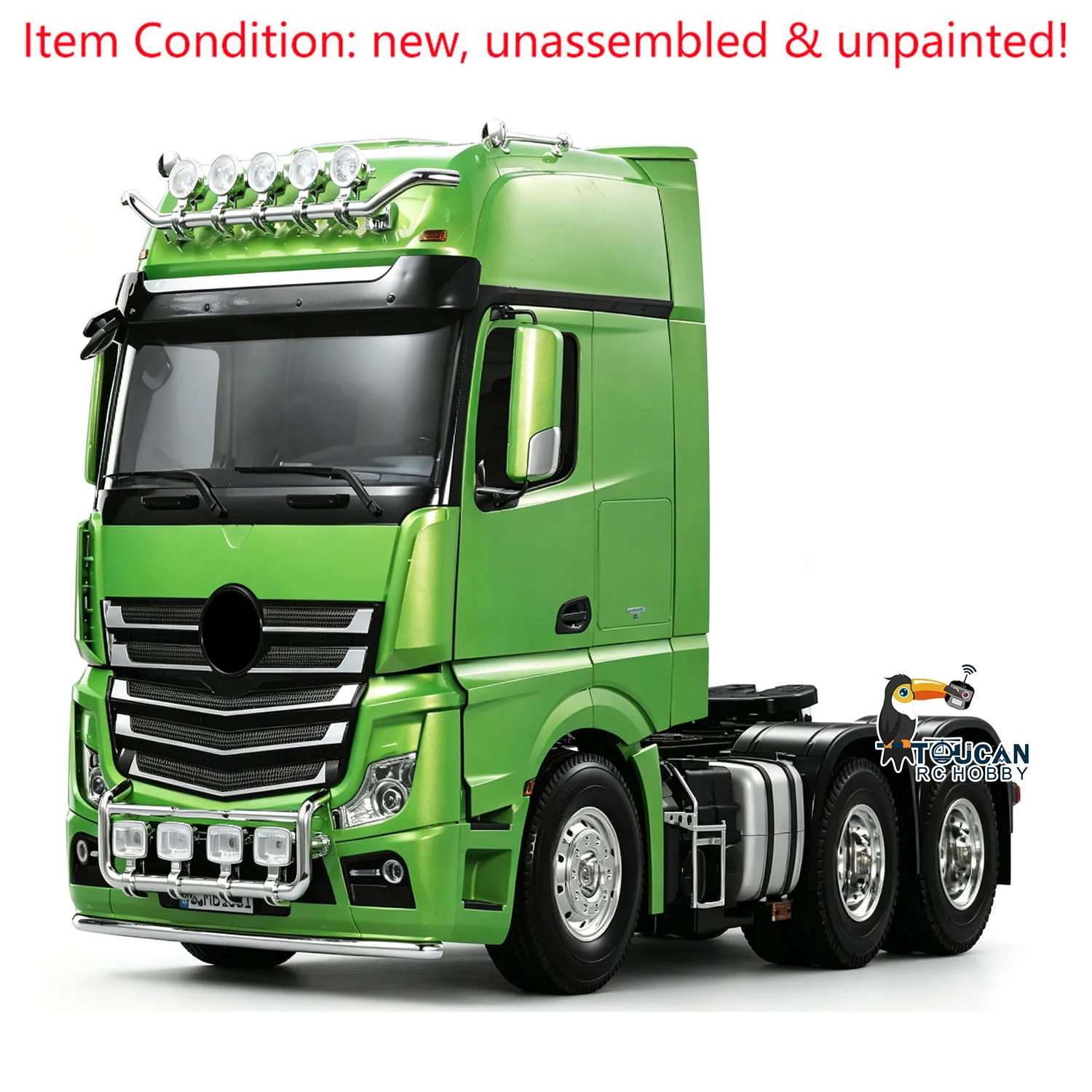 1/14 Scale KIT RC Tractor Truck 6*4 3Axles Highline Car 3363 Unpainted Kits with Motor Openable Door DIY Model