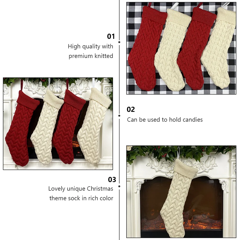 

Christmas Decorations Knitted Gift Bag Vintage Stockings Hanging Bulk Large Bags
