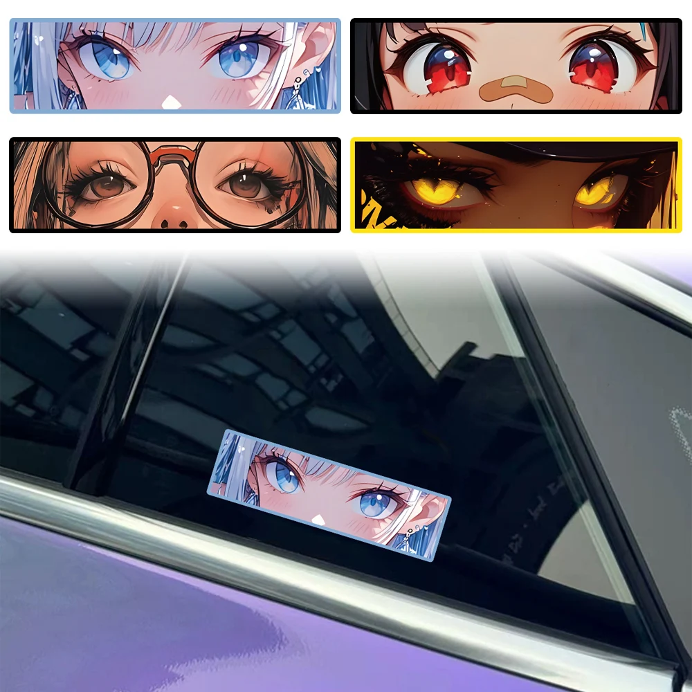 

JDM Anime Girl Eyes Gaze Reflective Car Stickers Motorcycle Moto Bike Scooter Body Fuel Tank Helmet Fender Decals Accessories