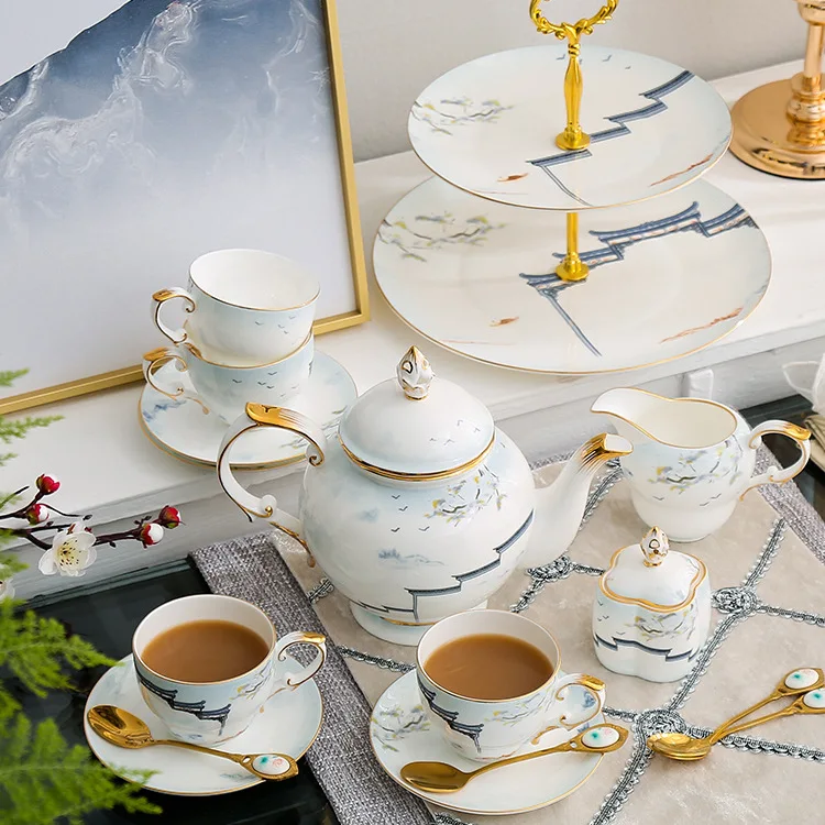 

Hxl afternoon tea set - coffee cup, saucer, and teapot set - bone china