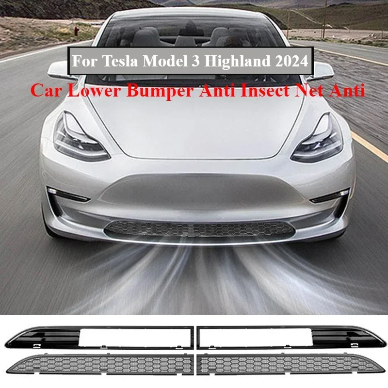 Car Lower Bumper Anti Insect Net Anti Dust Proof Inner Vent Grille Cover Insect-proof Inlet For Tesla New Model 3+ Highland 2024