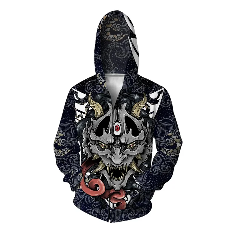 

Ghost Mask Skeleton Pattern Zipper Hoodie For Men Crow Cat Whale 3D Print Long Sleeves Casual Pullover Hoodies Loose Sweatshirts