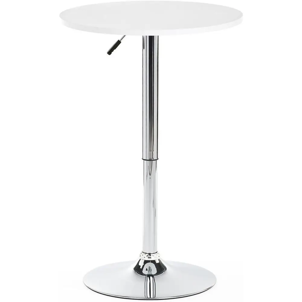Round 23.5-inch Height-Adjustable Bar Table with 360° Swivel in White