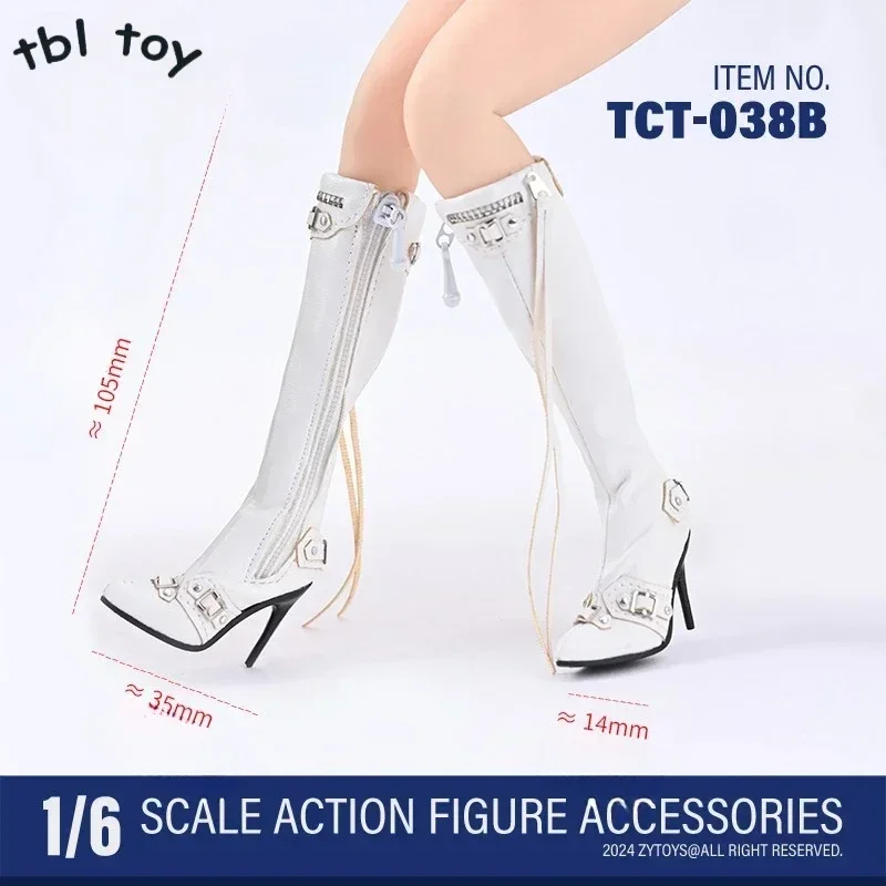 1/6 Scale PU Shoes High Zip Boots Hollow Shoes Feet Doll for 12inch Action Figures Female Soldier BJD OBJ OB Doll Model