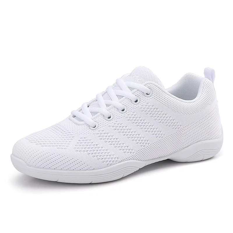 Girls White Cheerleading Shoes Mesh Breathable Training Dance Tennis Shoes Lightweight Youth Cheer Competition Sneakers