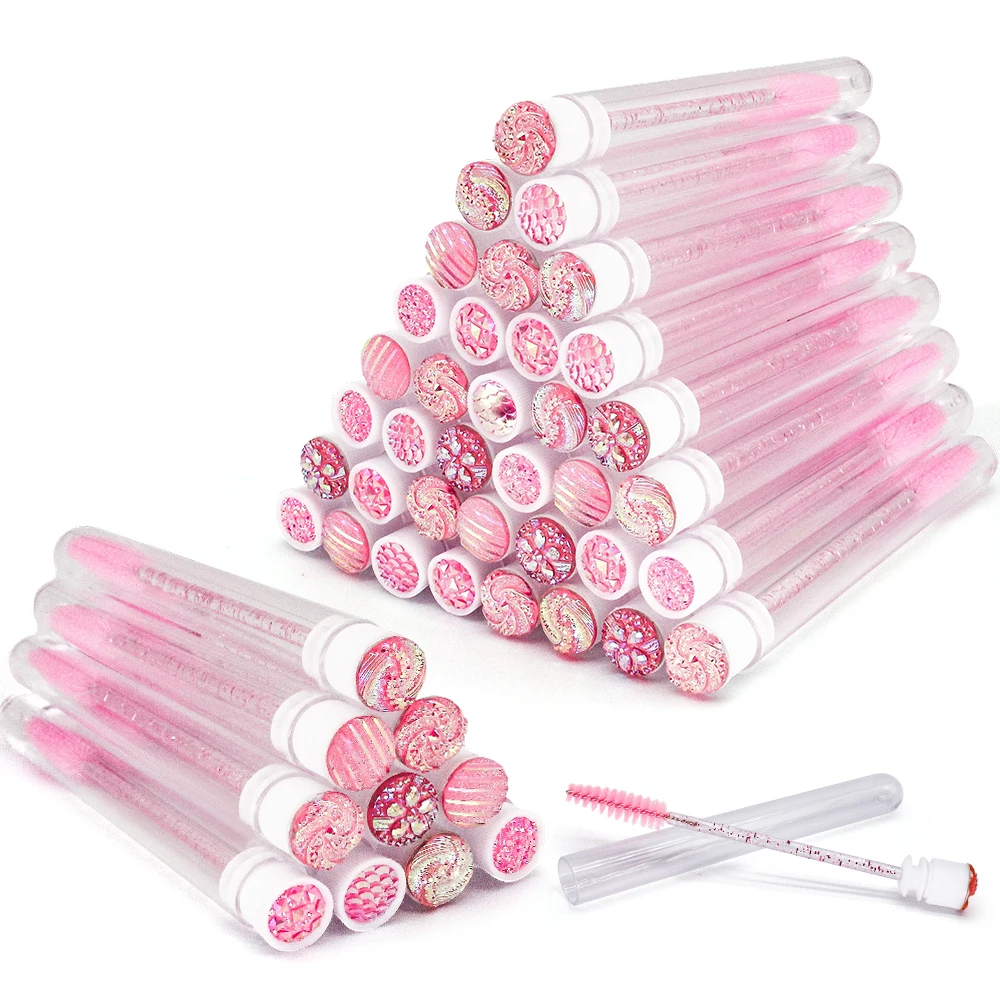 10/50Pcs Disposable Eyelash Brush Reusable Eyelashes Brush Tube Mascara Wands Tubes Dust-proof Lash Spoolies Storage Makeup Tool