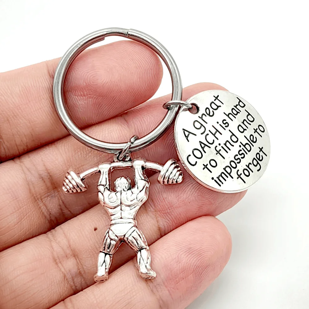 1Pc Trainer Fitness Keychain,Great Coach Strong Is Beautiful Keychains,Weightlifter Charm Exercise Keyring