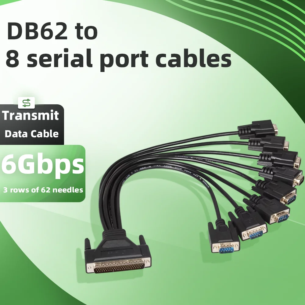 DB62 to 8 Serial Port Cables 3 Rows of 62 Pin to DB 9-Pin RS232 Serial Port Cables Single Wire for PC Laptop AI Server