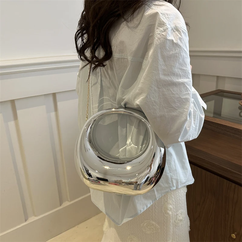 Bags for Women Trend 2024 Acrylic Evening Clutch Purse Top-handle Hobo Bag Transparent Crossbody Underarm Half Moon Wallet