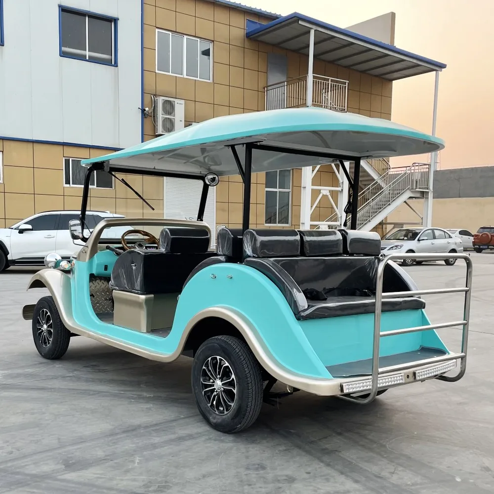 Adult 8 Passenger Golf Carts Electric Sightseeing Classic Old Vintage Car with Rain Cover