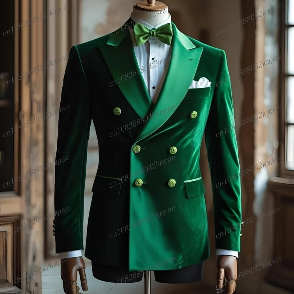 

New Velvet Green Men Blazer Business Formal Occasion Office Coat Casual Work Prom Single Jacket Wedding Party Male Suit