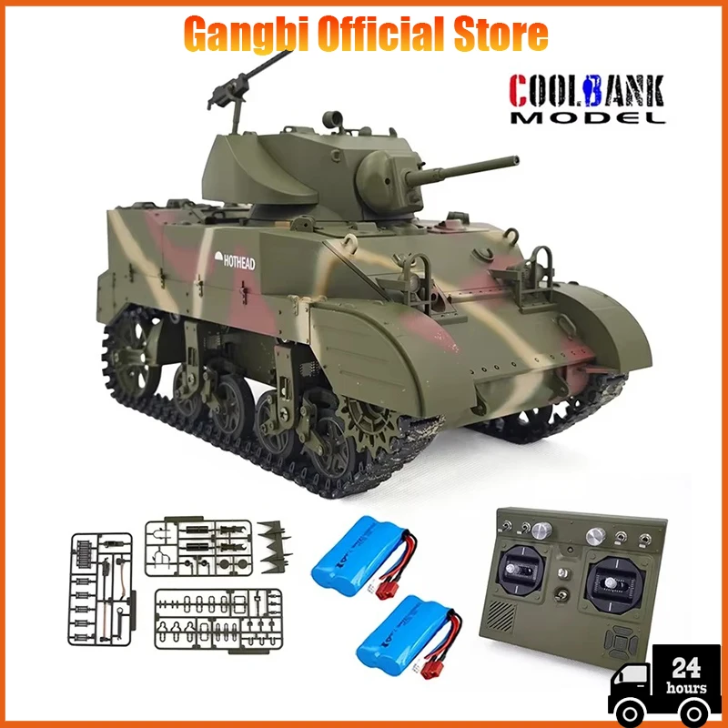 New Warehouse Soldier US Stuart M5A1 RC Tank Military Simulation Tank Model Assembly G2080 Toy Adult Boy Toy  COOLBANK MODEL