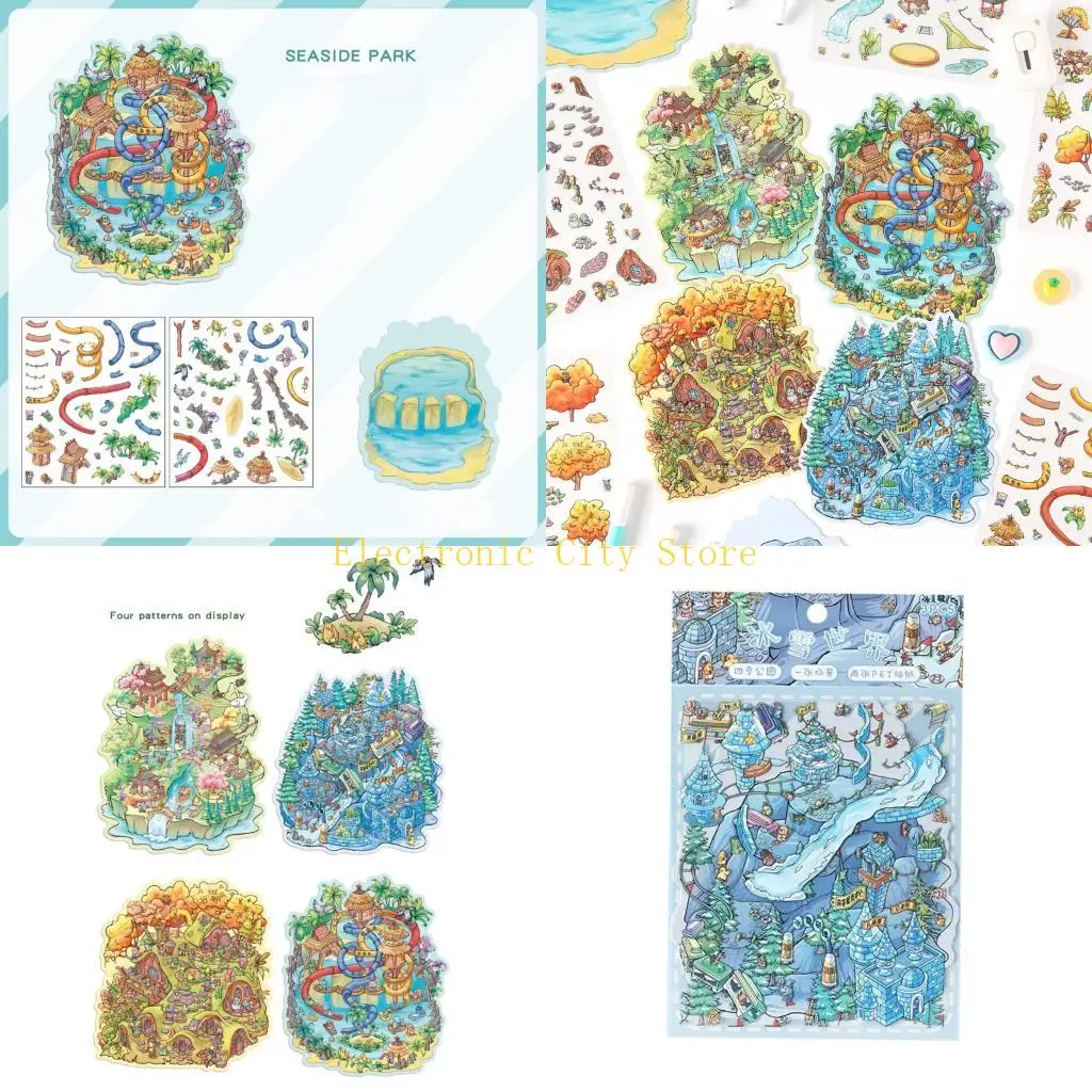 Long Lastingness PET Seasonal Landscape Sticker For Art Crafts Room Decorative HU8D