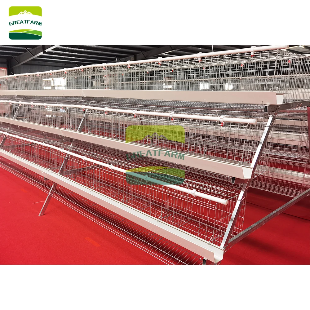 

120-Birds 3-Layer 5-Door Hot-Dip Galvanized Chicken Cage Q235 Steel Poultry Chicken Cage For Layer Farming