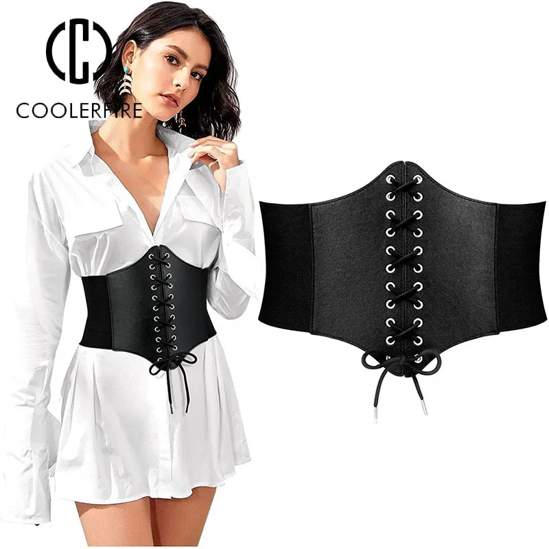 Women Corset belt Cummerbunds Elastic Waist Wide Belts Fashion Casual Luxury Brand Dress Lace Up Loose Tight Chest Waist   AL101