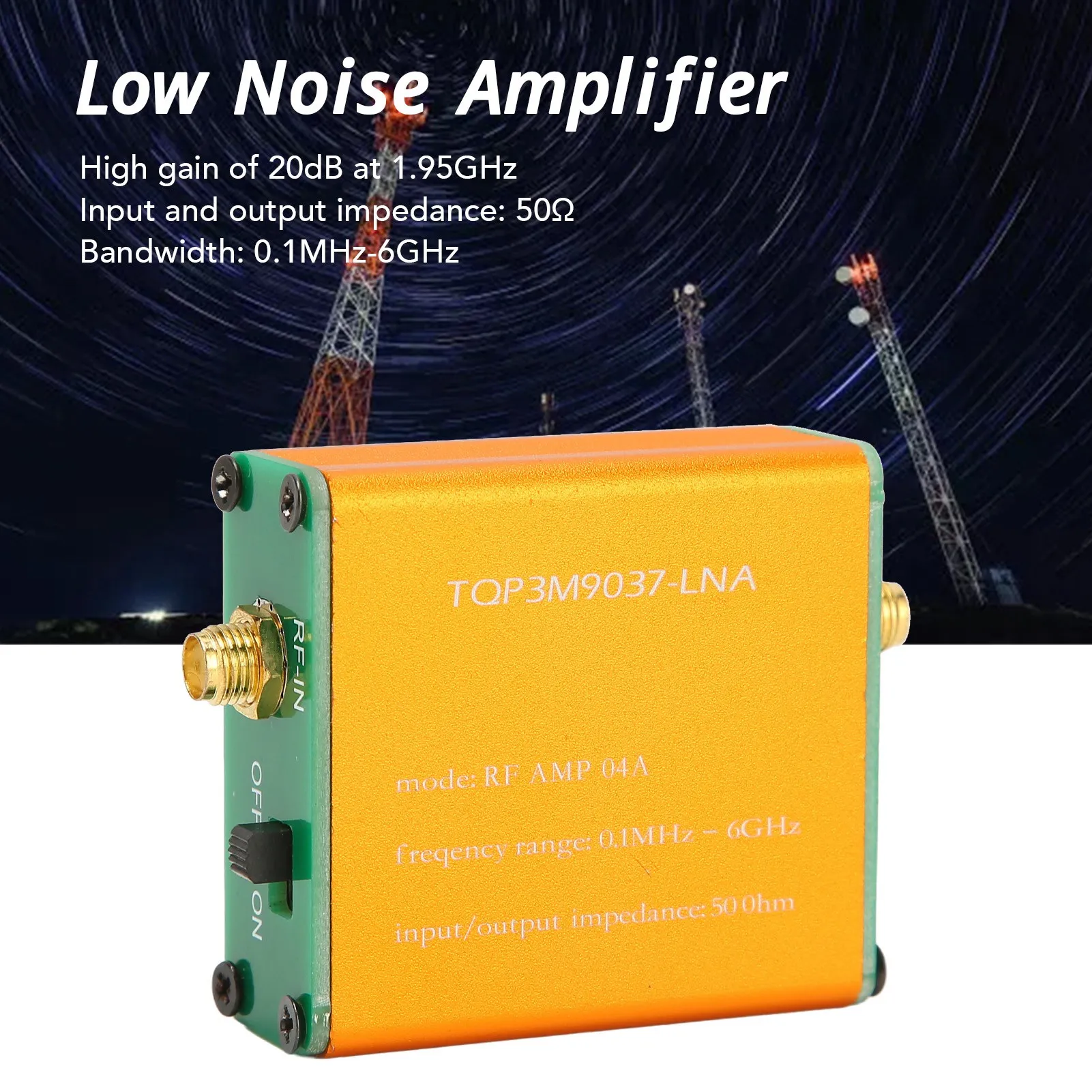 RF Power Amplifier Low Noise Amplifier 0.1MHz-6GHz Full Band 20dB High Gain LNA for Remote Control Receiver for FM Radio