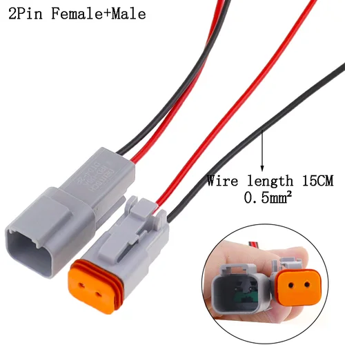 Imagen 2 del producto 1 Uds DT conector automotriz impermeable con cableado de 15cm DT06-2S/DT04-2P 3P 4P 6P 8P 12P enchufe macho hembra para automóvil