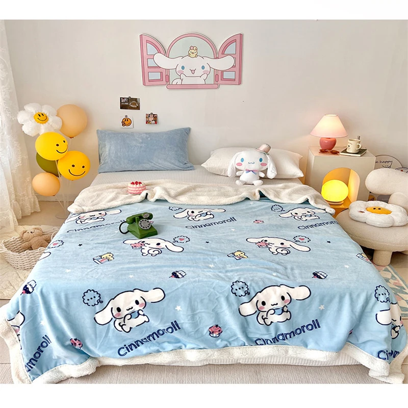 

MINISO Cinnamoroll Milk Lamb Velvet Blanket Shawl Office Nap Small Blanket Dormitory Student Coral Velvet Sofa Blanket Soft Warm