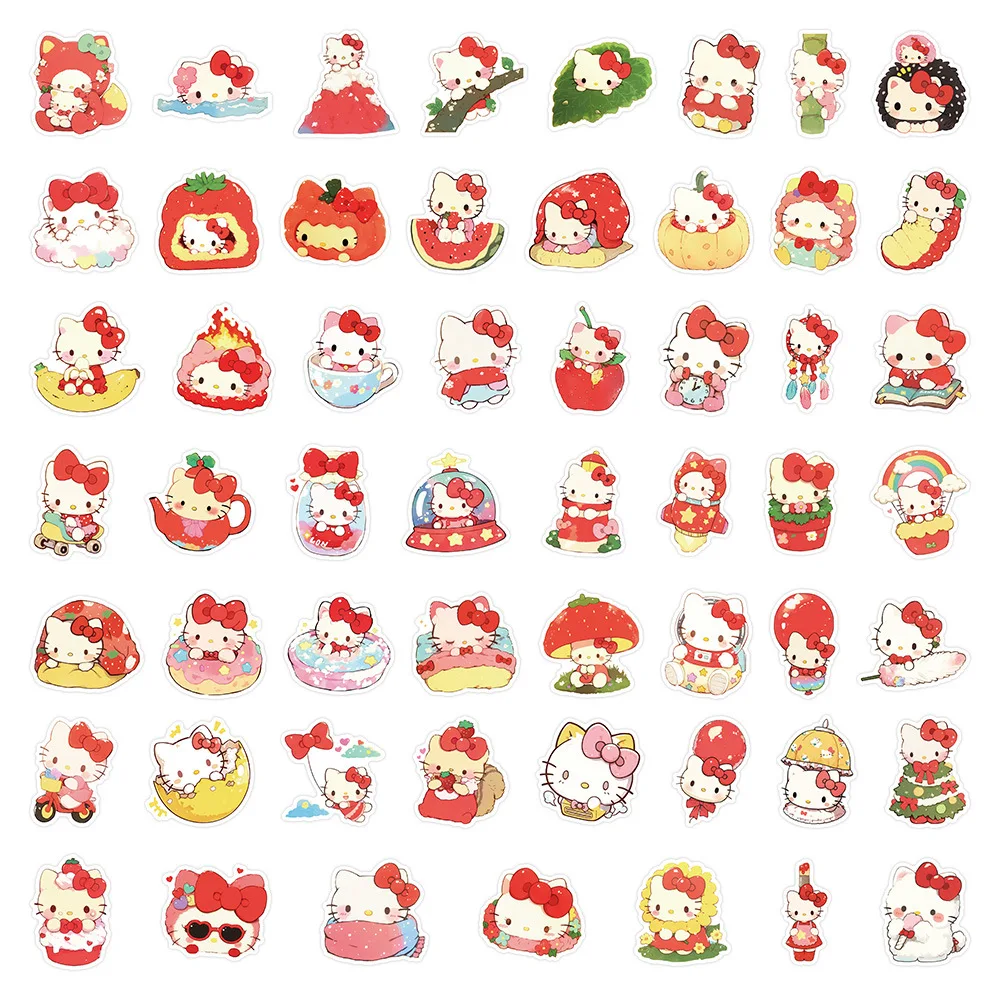 

10/30/55PCS Cartoon Cute Hello Kitty Funny MeMe Red Style Cat Sticker Personalized Creative Doodle Decorative Decal Kids Toy