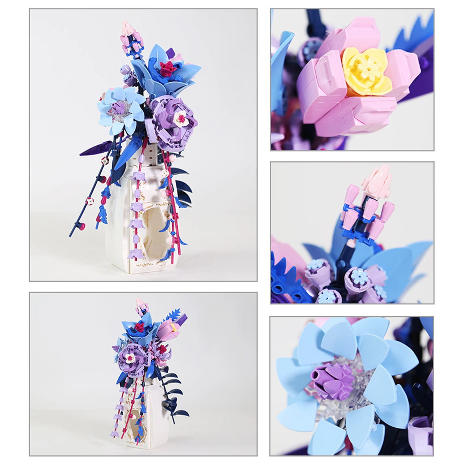 

803PCS Immortal Flowers Bonsai with Light Building Blocks Flower Plants Small Particles Assembly DIY Educational Toy Gifts 3421