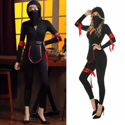 Czarny samuraj ninja Cosplay Anime seksowny kombinezon kostium na Halloween dla kobiet przebranie dorosły wojownik Catsuit Party festiwalowa sukienka