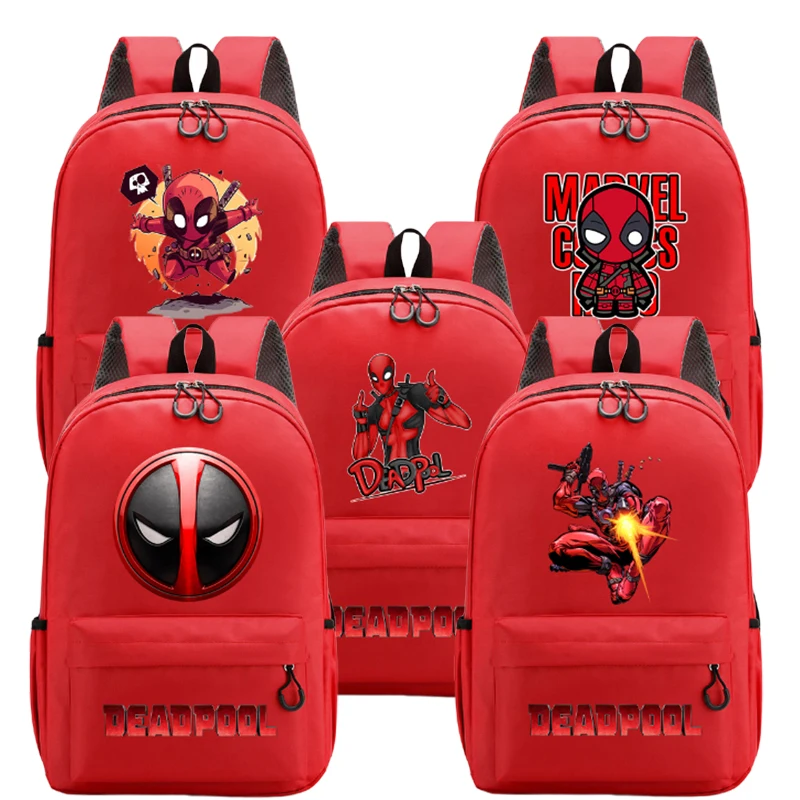 Deadpool Marvel School Bag Student Kids for Book Movie Cartoon Printed Children Backpack Teenager Adult Office Supplies Knapsack