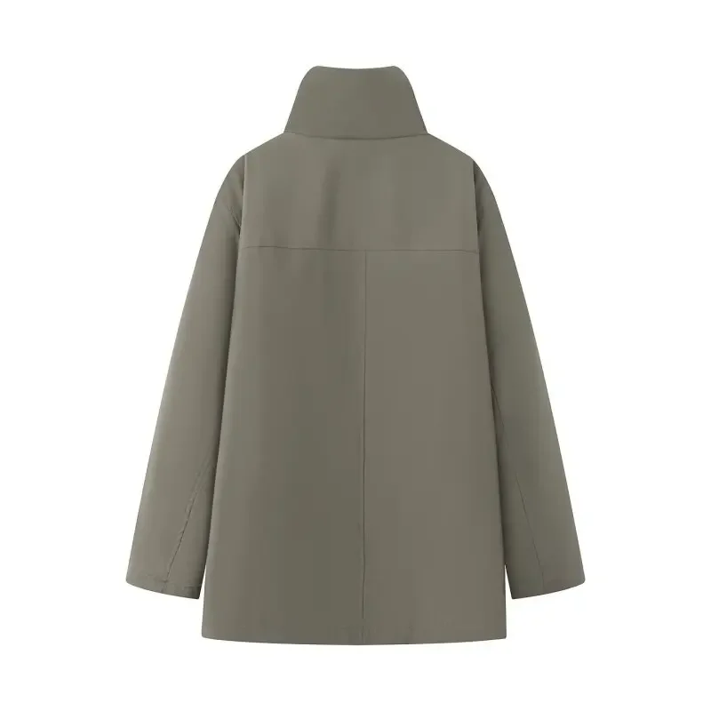 المرأة معطف طويل الصلبة سترة سميكة الشتاء معطف دافئ فضفاض الإناث ملابس خارجية سترة بلوزات على الموضة الشارع الشهير معطف خارجي