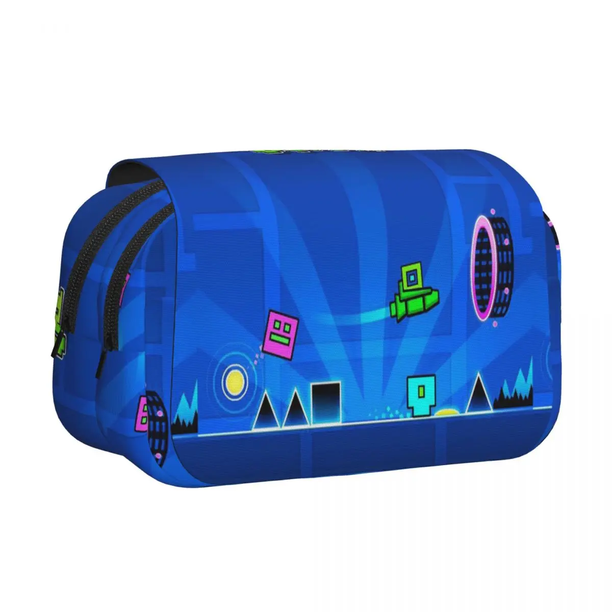 Video Game Geometry Dash Pencil Case Pen Holder Hard Shell Leather Large Storage Pen Box Pencil Bag for Boys Girls Gifts