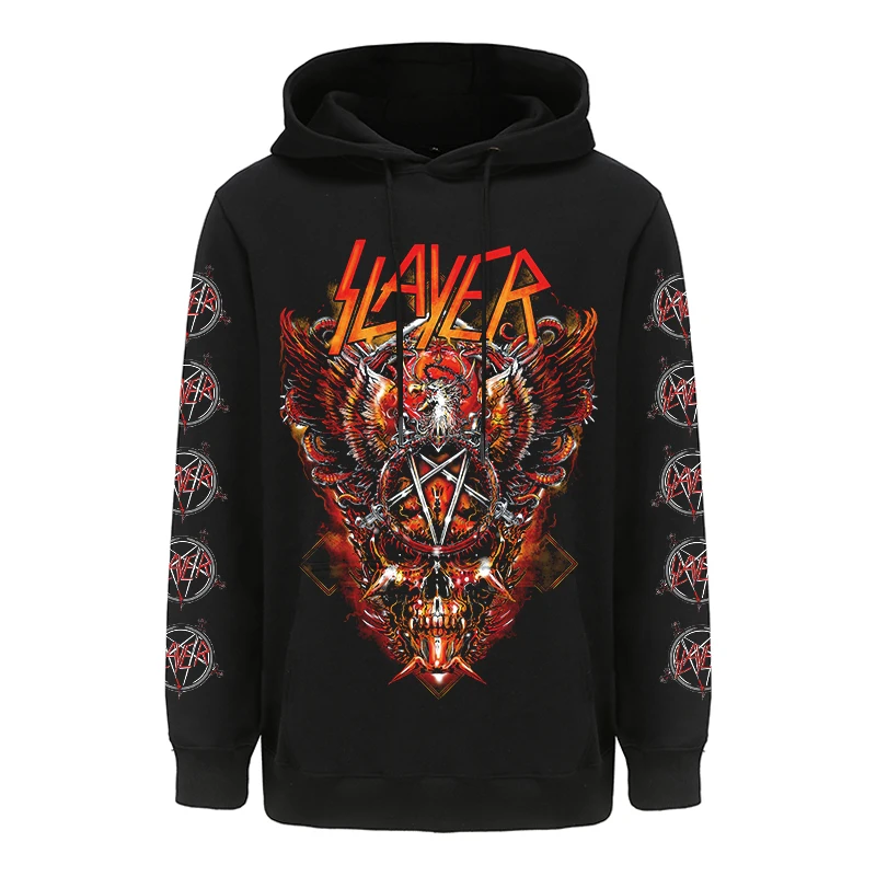 Harajuku Fashion Mens Hoodies Slayer Hoodies Heavy Metal with Hooded Y2k Vintage Hip Hop Streetwear Hoodie Oversized Sweatshirts