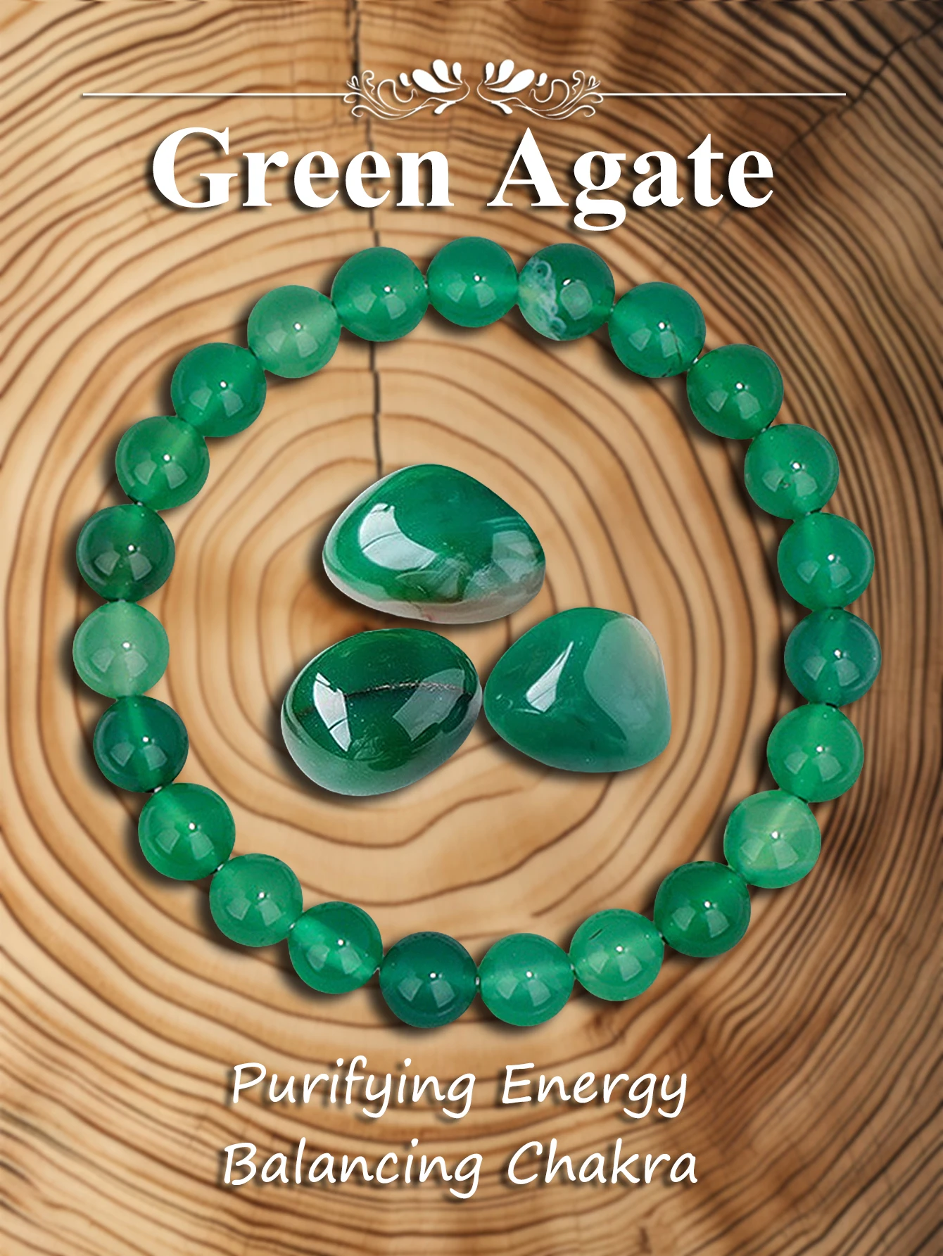 Natural Green Agate Healing Energy Balance & Stress Relief Bead Bracelet Handmade Gemstone Spiritual Protection Wellness Jewelry