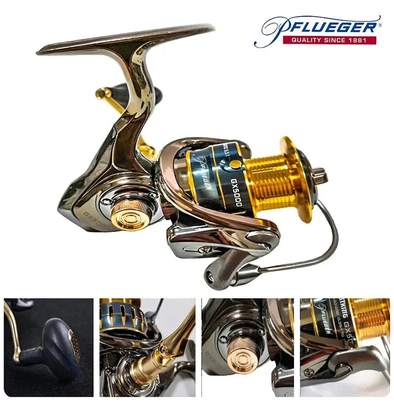 Pflueger Carrete Spinning metálico fibra carbono – Arrastre suave - imagen 2