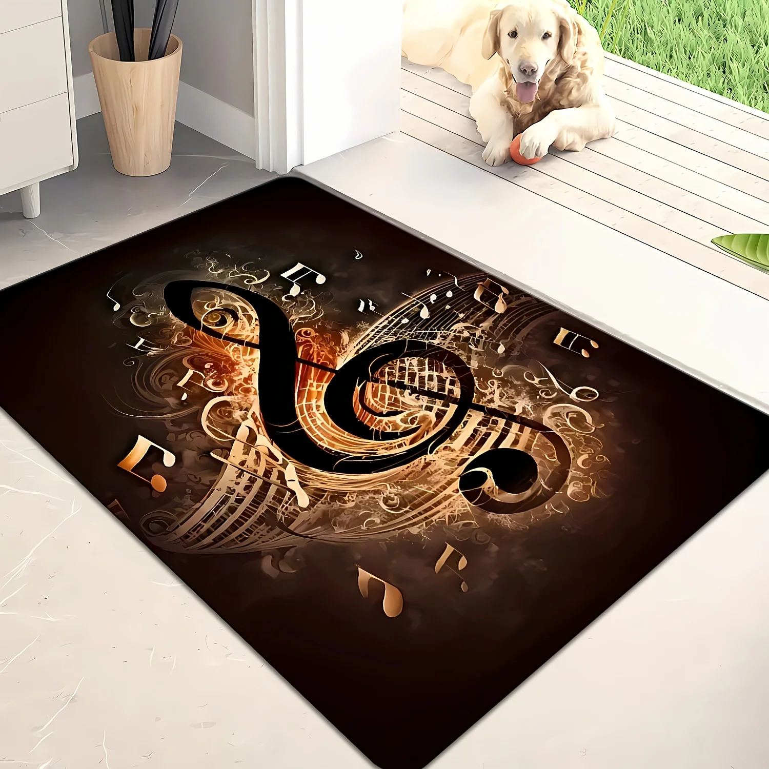 Elegant Musical Treble Clef Area Rug Mat for Music Lover Living Room Decor Symphony Gift Entrance Runner Mat