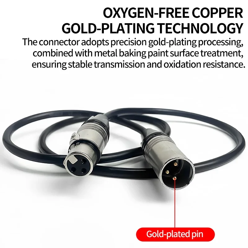 كابل صوت XLR ذكر وأنثى مطلي بالذهب 1M/2M/3M/5M/10M - 3X0.75mm2 (3X18AWG) قلب نحاسي نقي للاستخدام الاحترافي
