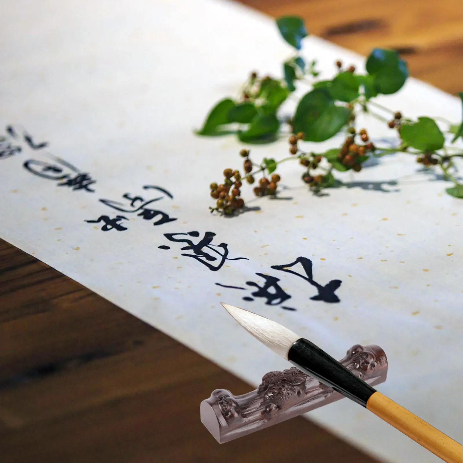 

1Pcs High-Quality Ebony Pen Stand Chinese Style Calligraphy Brush Rest Multi-Functional Storage Container for Home Office