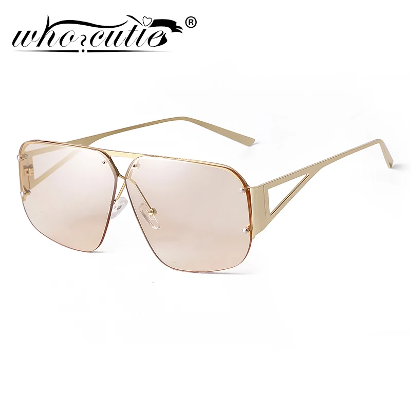 Moda 2024 occhiali da sole pilota Semi-senza montatura in metallo donna uomo marca aviazione guida occhiali da sole oversize doppio ponte maschio