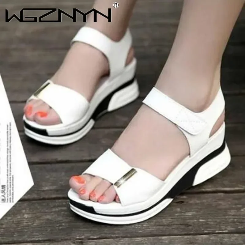 High Heel Sandals Women\'s Summer New Designer Platform Open Toe Wedges Heel White Sandals Wedges Shoes for Women Fashion Shoes