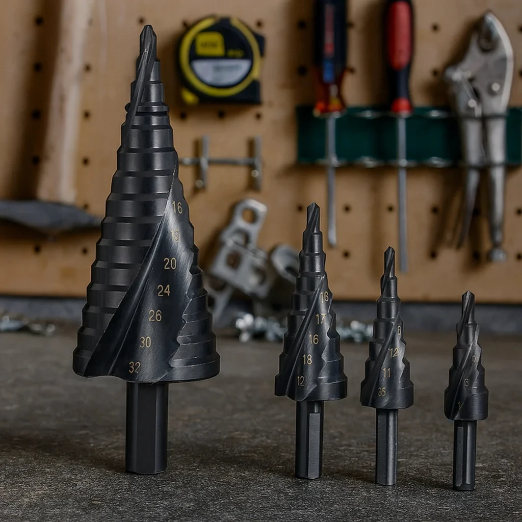 HSS-Kobalt-Stufenbohrer 4-32mm, Spiral-Kegelbohrer mit Dreieckschaft, Metall- und Holzbohrer, Hochgeschwindigkeitsstahl, DIY-Werkzeug – Detail 7
