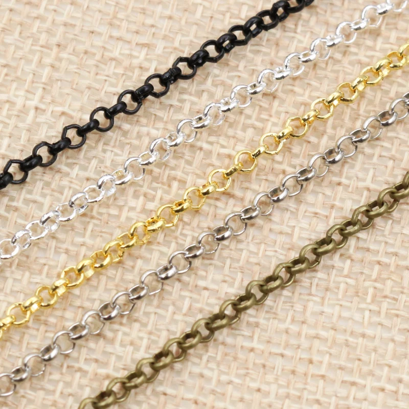 

5 Meters/lot 2.0mm 2.5mm 5 Colors Plated O-ring Unwelded Iron Cable Chains Necklace DIY Jewelry Making Findings Accessories