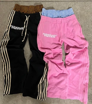 メンズ原宿カモフラージュバギーパンツ,ダブル刺繍ウエスト,ヴィンテージストリートウェア,スポーツ,ハイウエスト,ワイドレッグ,新品,y2k