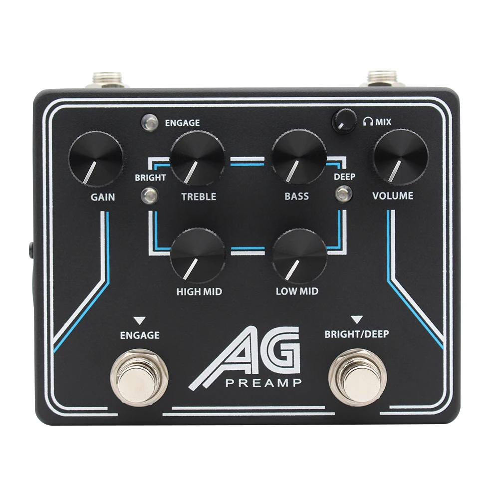 NEW Bass AG Preamp  Bass Effect Pedal With DI 4-Band EQ Headphone Out AUX In  fast response a wide tone Clone Aguilar AG Preamp