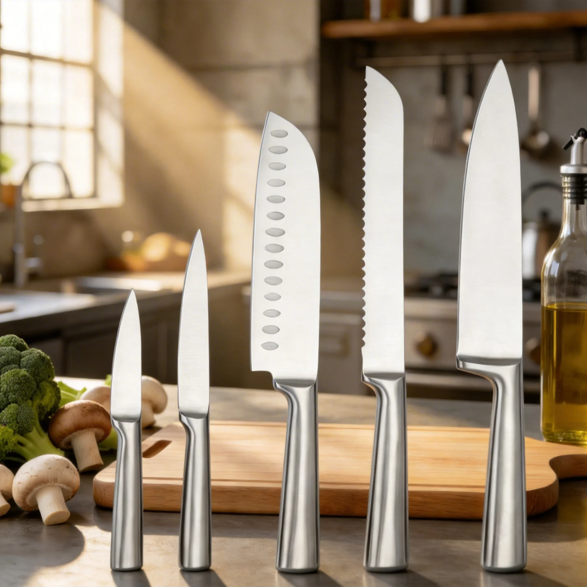 Faca de cozinha profissional em aço inoxidável 5 peças