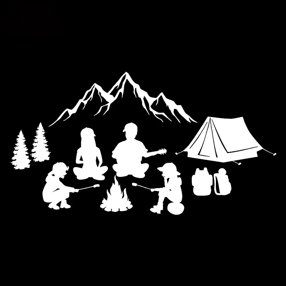 Car Stickers Outdoor Bonfire Family Camping Pattern VINYL STICKER Accessories Cute, Personality, Products Decoration Decals PVC