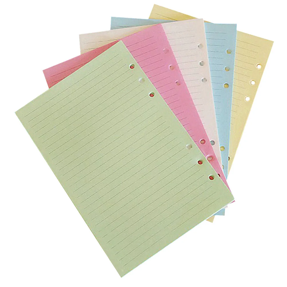 100 pezzi di ricariche per notebook a fogli mobili A5 inserti di carta staccabili scrittura liscia planner ricarica raccoglitore a 6 fori carta di ricambio
