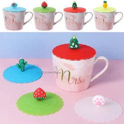 10cm Reusable Silicone Cup Cover Cute Seal Suction Cup Cover Dustproof Leakproof Tea Coffee Lids Cap Cup Accessories