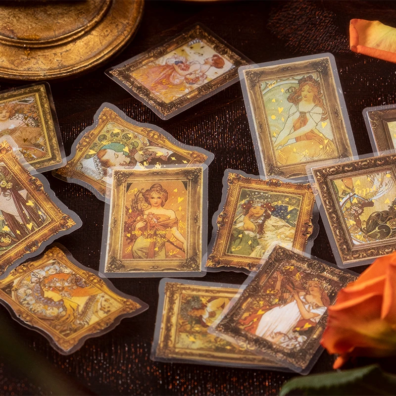 40sheets Girl stickers aesthetic PET Sticker Character Illustrated Classical Elegant Girls Retro DIY Scrapbooking 132*86mm